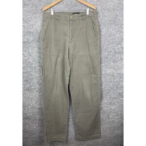 Vintage 90s Eddie Bauer Mens 35x34 Faded Canvas Wide Leg Dungaree Pants Green